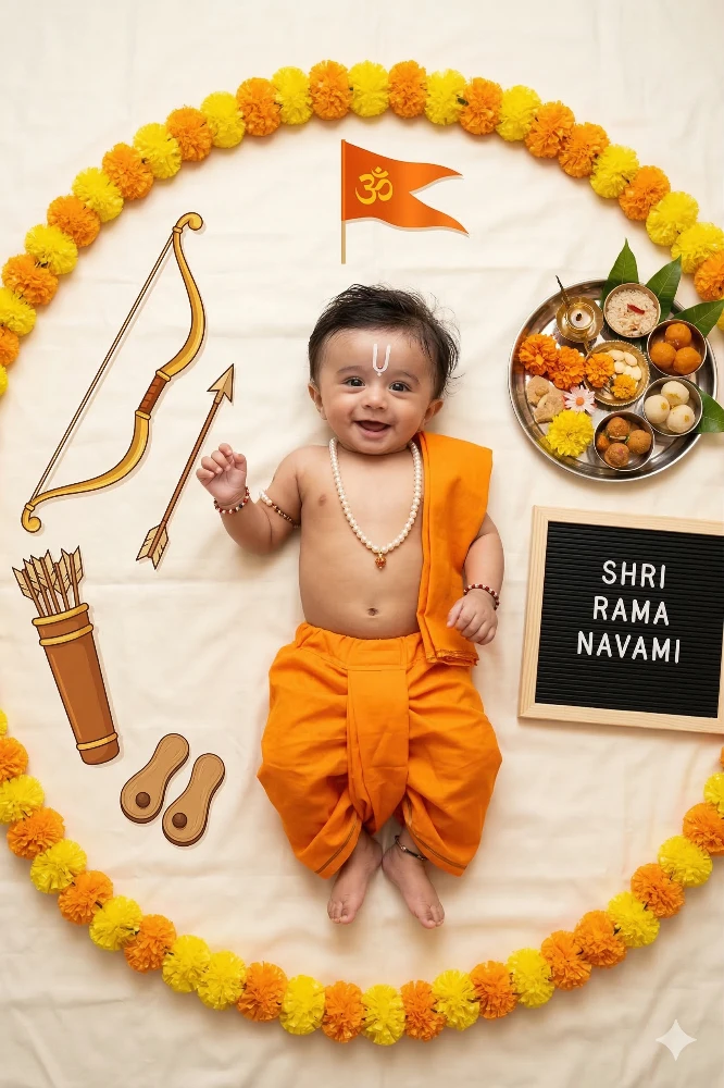 Adorable Baby Dressed as Lord Rama for Ram Navami Celebration