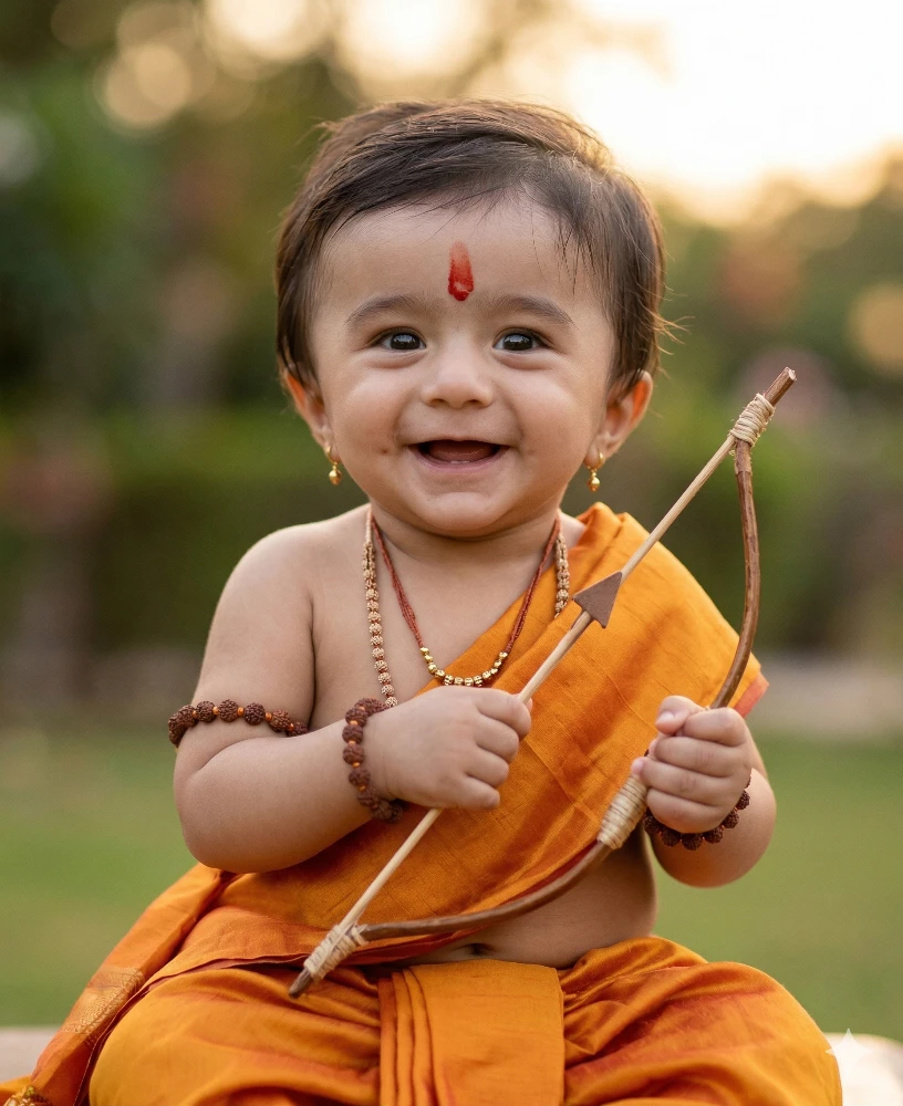 Adorable Baby Dressed as Lord Rama Photoshoot Ram Navami