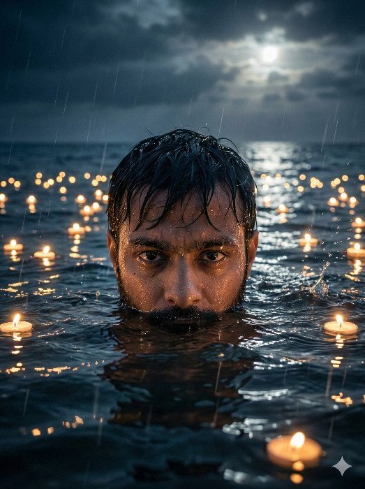 Cinematic Man Submerged in Water Gemini AI Prompt