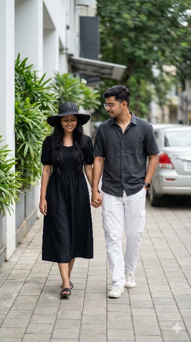 Couple Walking Pre Wedding Photoshoot Gemini AI Prompt