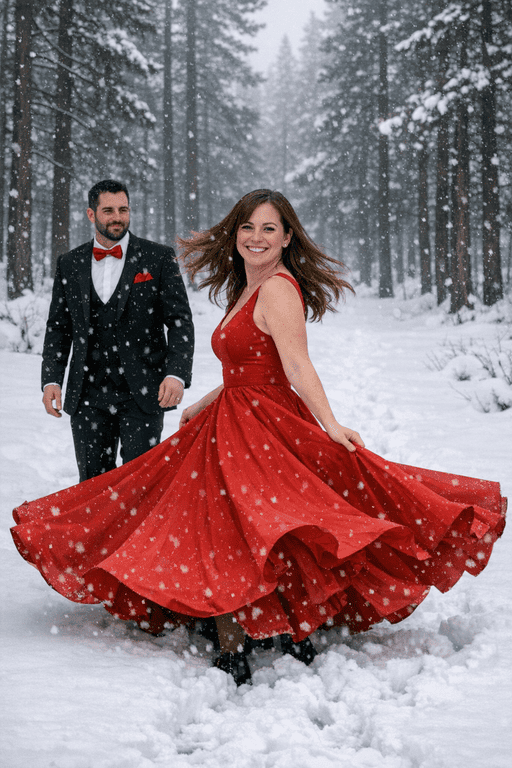 Exact Face Lock Snowfall Pre-Wedding AI Prompt in Winter Forest (9:16)