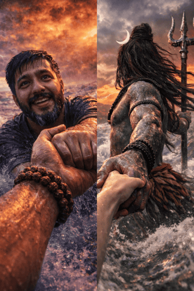 First-Person POV Lord Shiva Cinematic Ocean Storm Scene | Ultra-Realistic Mythological AI Prompt