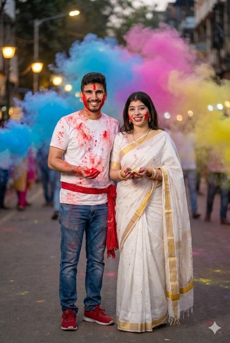 Gemini AI Prompt for Holi Couple Celebration