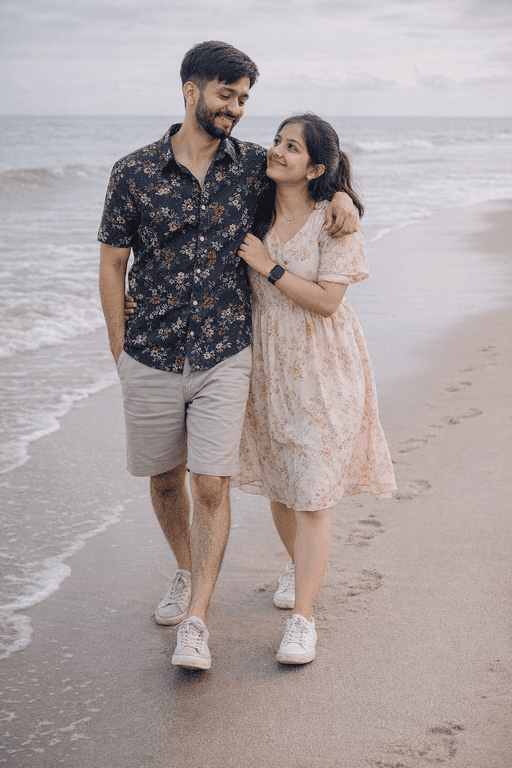 Ultra-Realistic Beach Couple Photoshoot Prompt with 100% Facial Identity Preservation