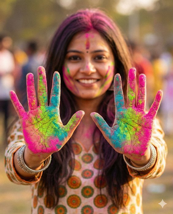 Vibrant Holi Celebration: Joyful Festival of Colors Girl Gemini Prompt