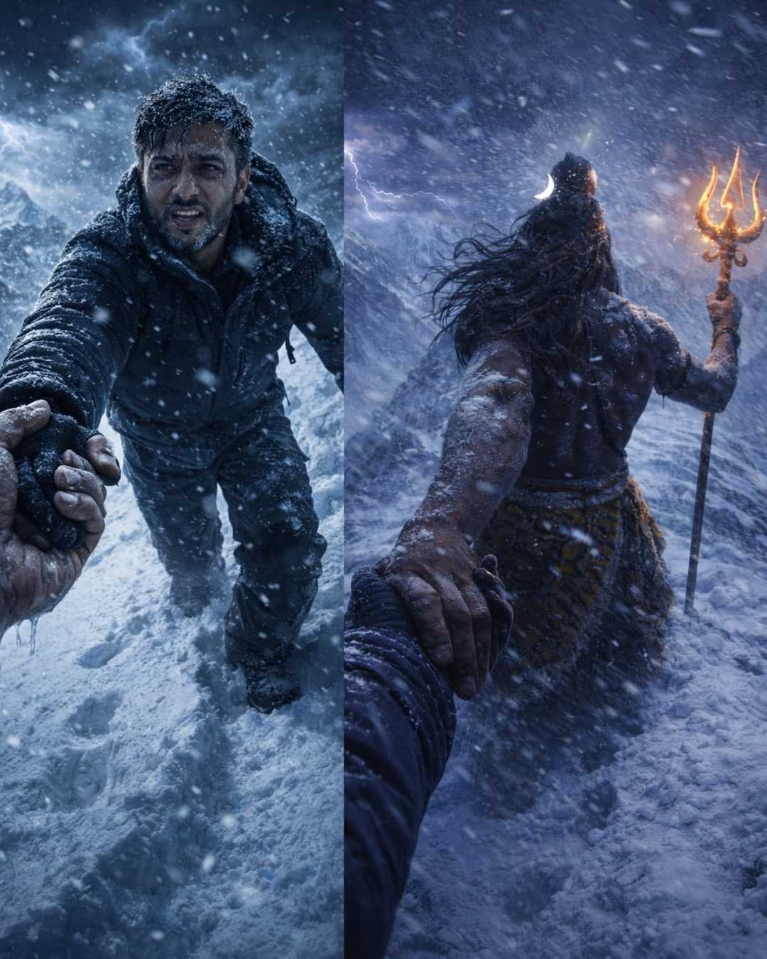 AI Video Prompt for Trending Lord Shiva POV Mountain Scene